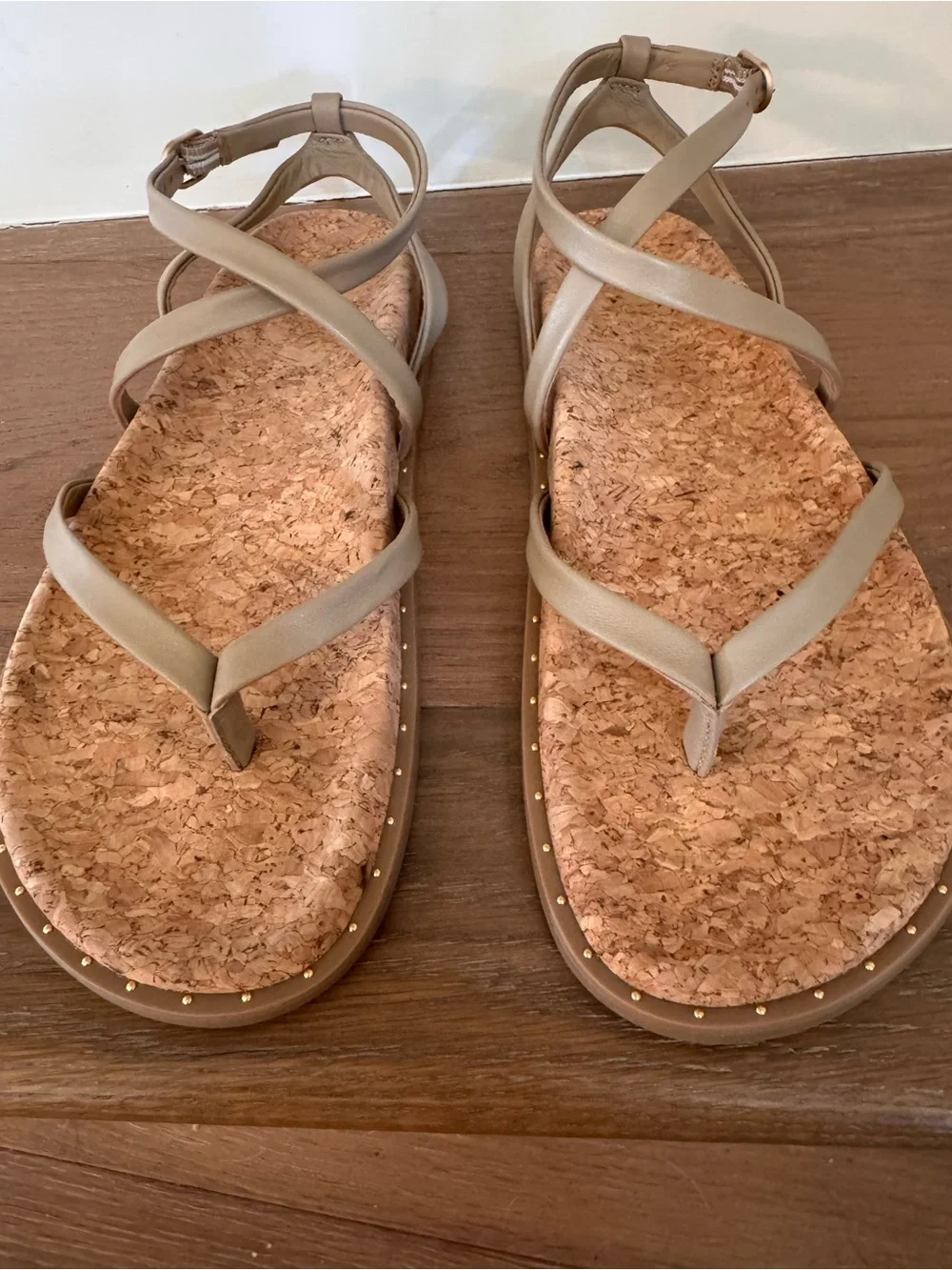 Paige Zana Ankle Strap Leather Sandal Size 7 in Color Sand